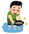 砂金を採集する人のイラスト